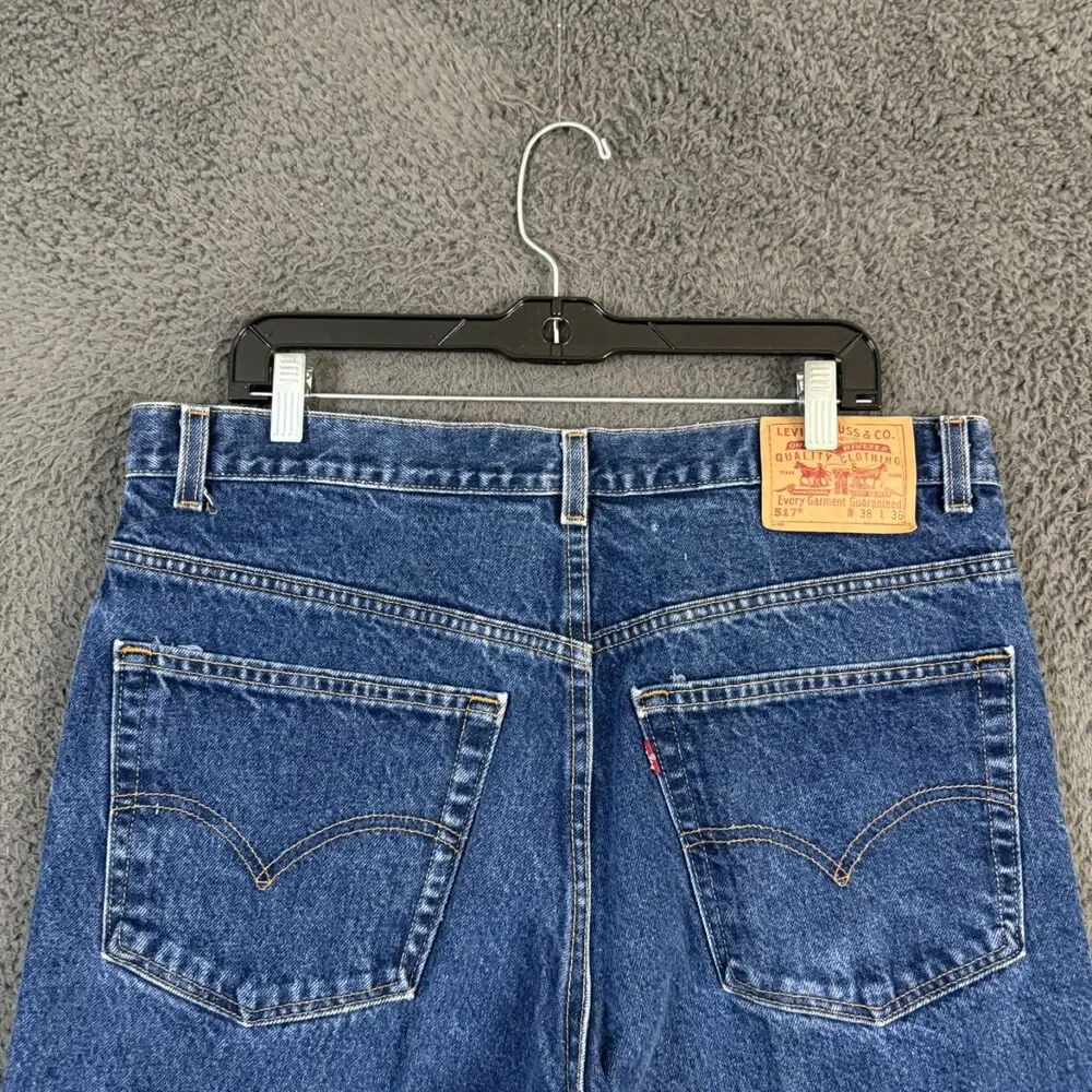 Vtg Levis 517 Bootcut Jeans Mens 38x36 (Fits 36x30) Blue Denim Made in USA